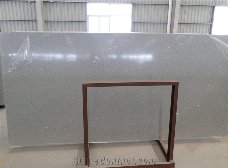 Crystal Light Grey Quartz Slab/ Grey Quartz Stone