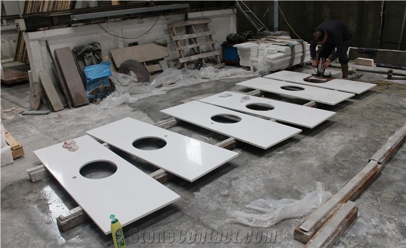 Pure White Quartz Vanity Top Quartz Stone Bath Top