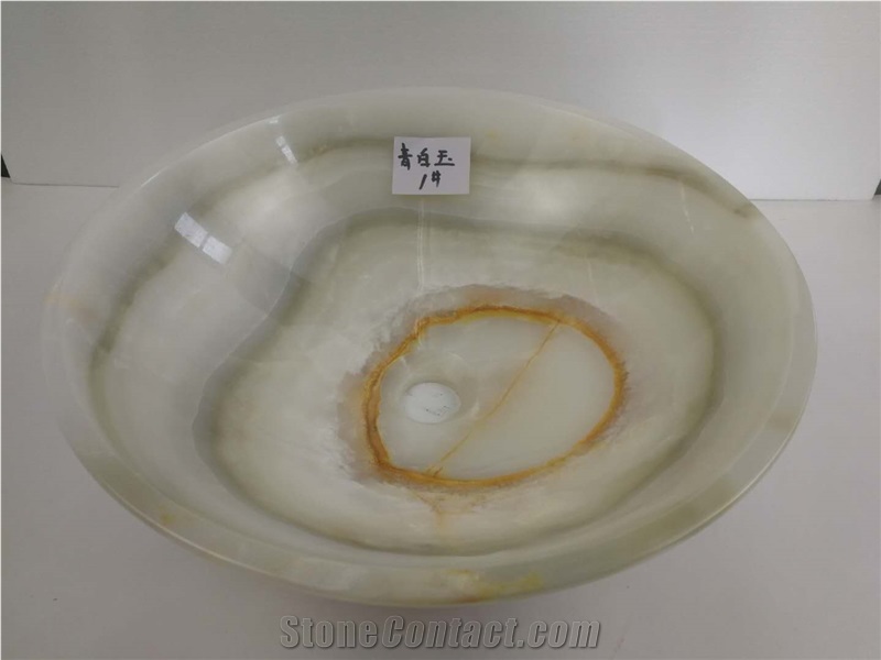 Green Onyx Sink Bowls Decoration for Bathroom