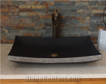 Rectangle Volcanic Rock Sinks Design for Bathroom
