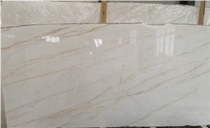 China White Marble Tiles With Gold Vein