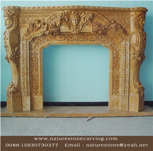 Limestone Fireplace Mantel Sculpture Mantel
