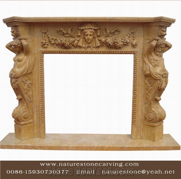 Limestone Fireplace Mantel Sculpture Mantel