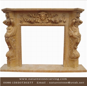 Limestone Fireplace Mantel Sculpture Mantel