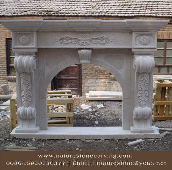 Sculpture Fireplace Mantel Handcarved Mantel