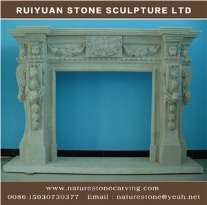 Sculpture Fireplace Mantel Handcarved Mantel