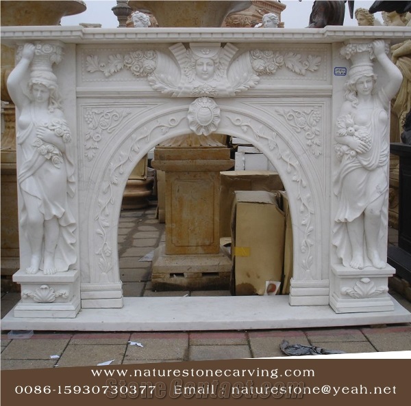 Sculpture Mantel Fireplace Handcarved Fireplace