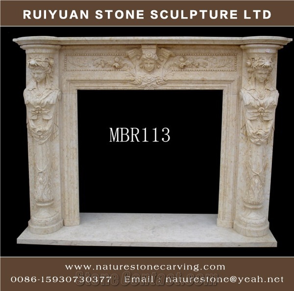 Sculpture Mantel Fireplace Handcarved Fireplace