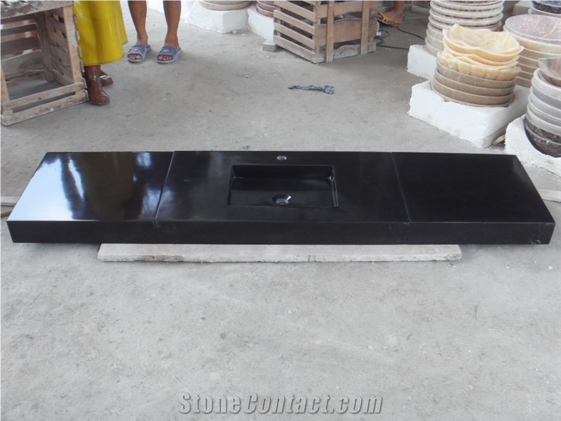 Absolute Black Granite Bathroom Console Sinks