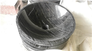Ancient Wooden Marble Bathroom Round Vessel Sink