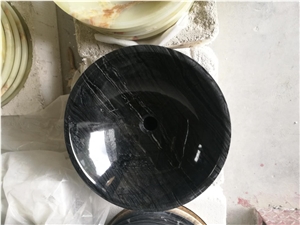 Ancient Wooden Marble Bathroom Round Vessel Sink