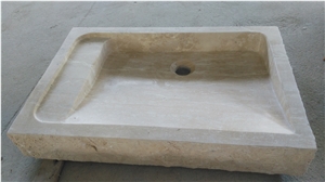 Beige Travertine Bathroom Sinks Wash Basin