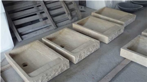 Beige Travertine Bathroom Sinks Wash Basin
