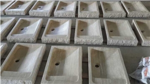 Beige Travertine Bathroom Sinks Wash Basin