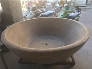 Beige Travertine Bathtub Free-Standing Bath Tubs