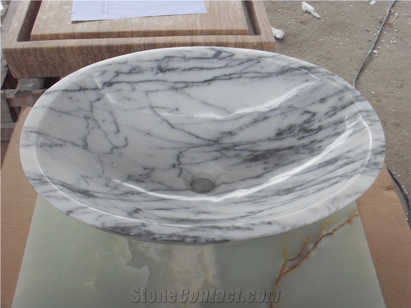 Bianco Carrara Vessel Sinks Marbe Bath Wash Basin