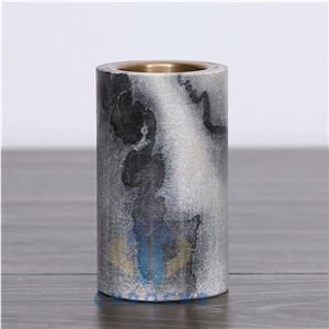 Black Cloud Marble Candle Holders and Toothbrush