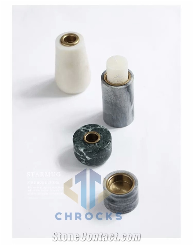 Black Cloud Marble Candle Holders and Toothbrush