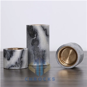 Black Cloud Marble Candle Holders and Toothbrush