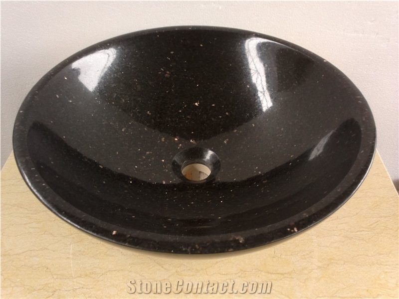 Black Galaxy Granite Drop-In Round Bath Sink