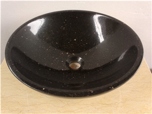 Black Galaxy Granite Drop-In Round Bath Sink
