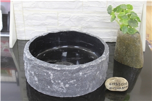 Black Limestone Bathroom Round Wash Basin
