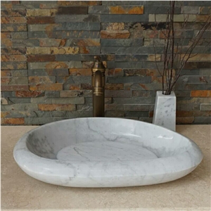 Carrara Marlbe Oval Vessel Sinks Bathroom Sinks