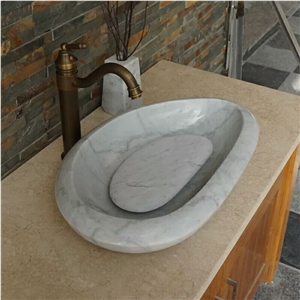 Carrara Marlbe Oval Vessel Sinks Bathroom Sinks
