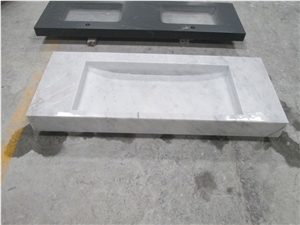 Carrara White Marble Bathroom Console Sink