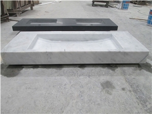 Carrara White Marble Bathroom Console Sink