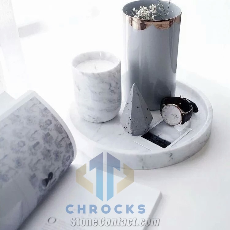 Carrara White Marble Candle Holder Bath Accessorry