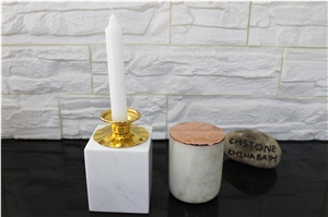 Carrara White Marble Candle Holders & Accessories