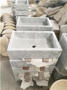 Carrara White Marble Sinks, Marble Bathroom Basins