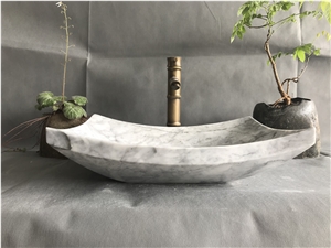 China Carrara White Marble Bath Vessel Sink