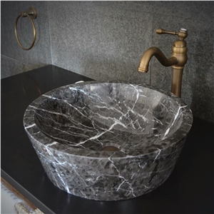 China Hang Grey Marble Sinks, Grey Marble Basins
