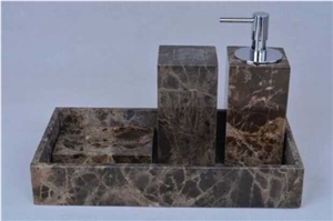 Chstone Dark Emperador Marble Bath Accessories
