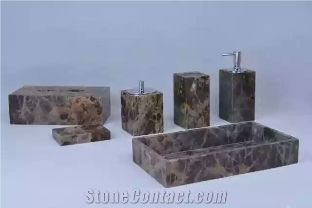 Chstone Dark Emperador Marble Bath Accessories