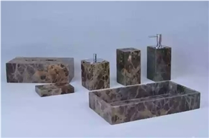 Chstone Dark Emperador Marble Bath Accessories