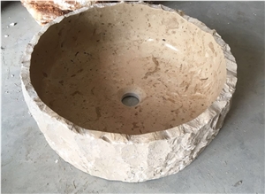 Classice Cream Marble Vessil Sink Stone Wash Basin