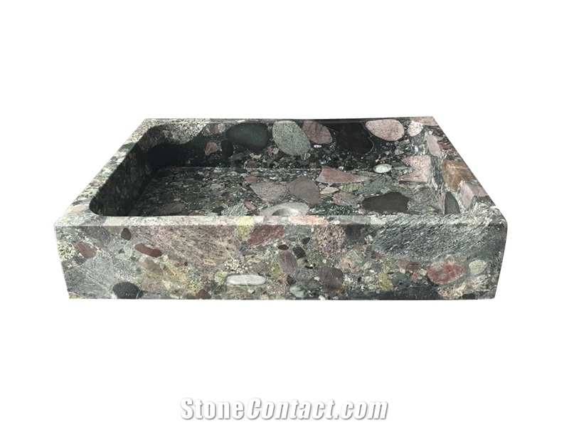 Colorful Stone Bath Vessel Rectangle Sink
