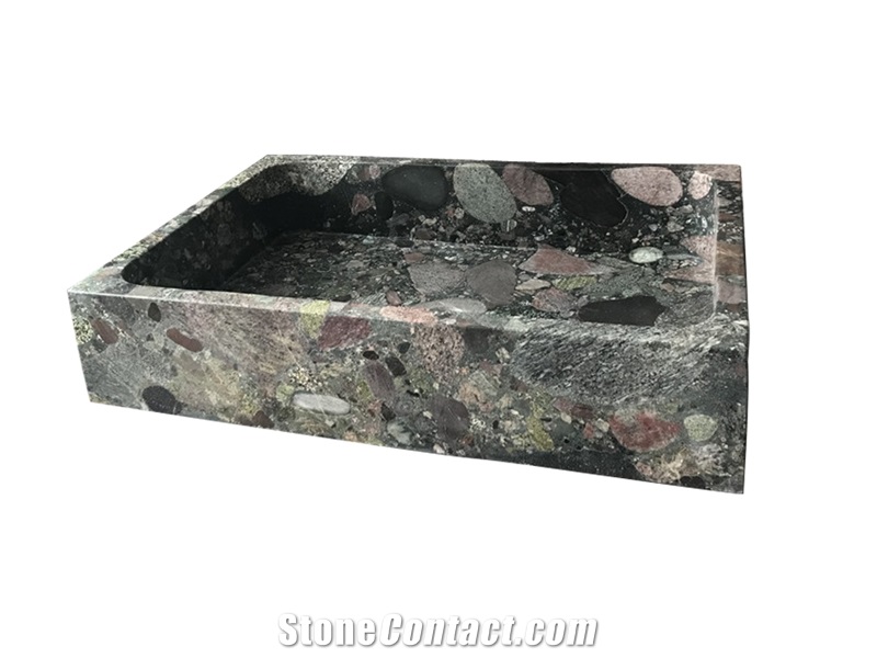 Colorful Stone Bath Vessel Rectangle Sink
