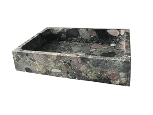 Colorful Stone Bath Vessel Rectangle Sink