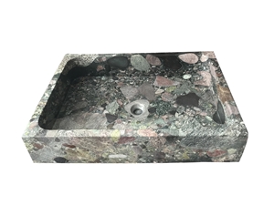 Colorful Stone Bath Vessel Rectangle Sink