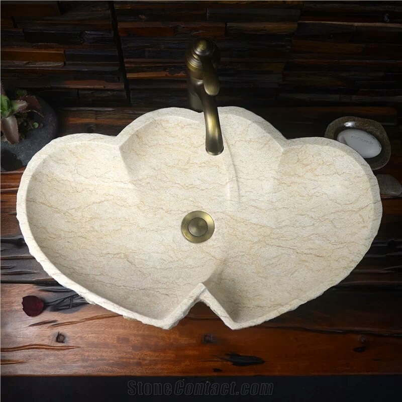 Cream Marble Sinks,Beige Marble Wash Basins