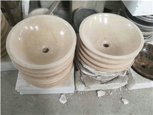 Cream Marble Sinks,Marble Wash Basins, Round Sinks