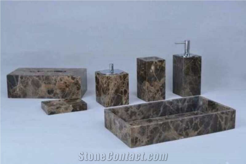 Dark Emperador Marble Bath Accessories