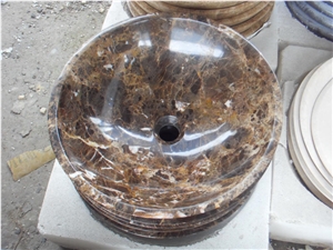 Dark Emperador Marble Bath Round Basin