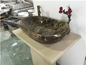 Dark Emperador Marble Bath Wash Oval Basin
