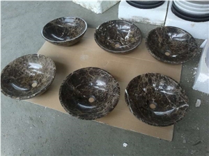 Dark Emperador Marble Round Sinks,Marble Basins