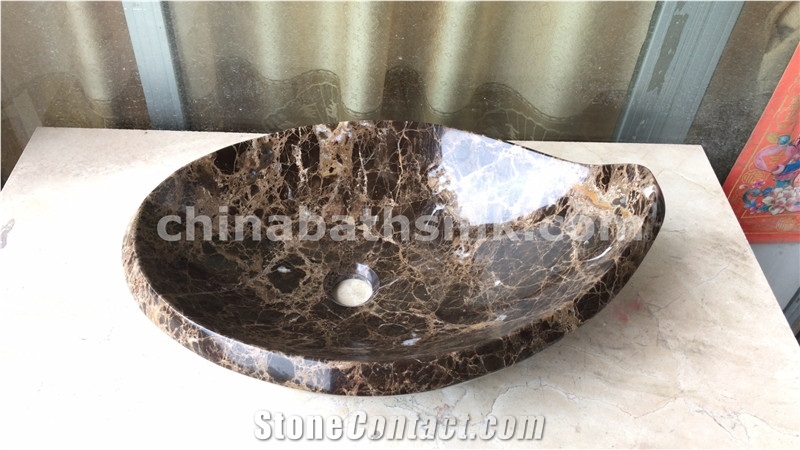 Dark Emperador Marble Sinks, Brown Marble Basins